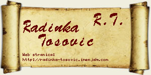 Radinka Tošović vizit kartica